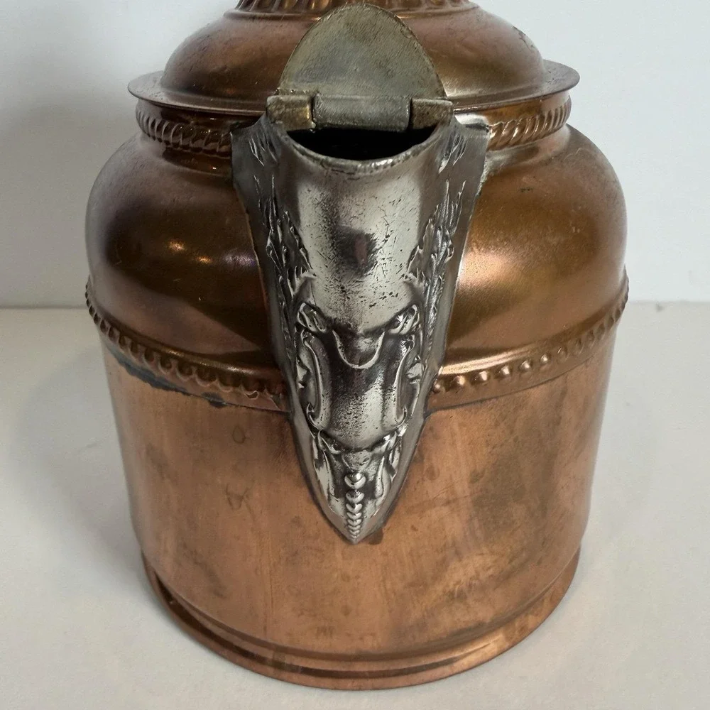 Antique Copper Brass Nickel Teapot Pitcher Rochester Stamping Works
